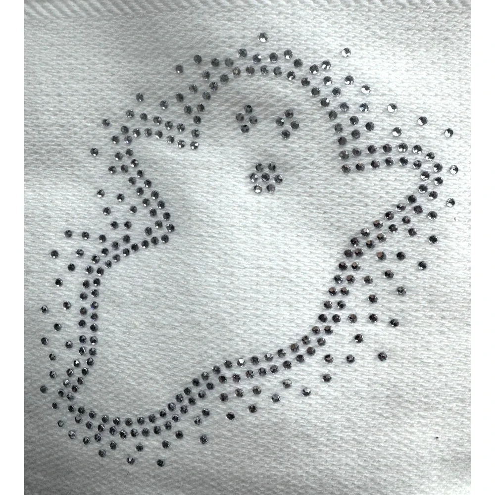 Casaba Halloween Hand Towels Set of 2 – White with Ghost Rhinestones – OEKO-TEX®